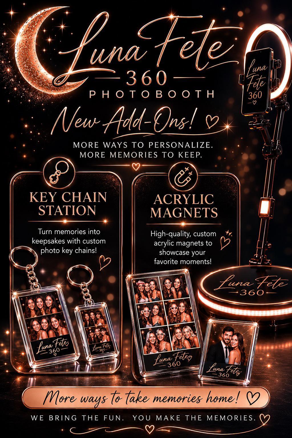 Luna Fete 360 Add-Ons: Key Chain Station and Acrylic Magnets