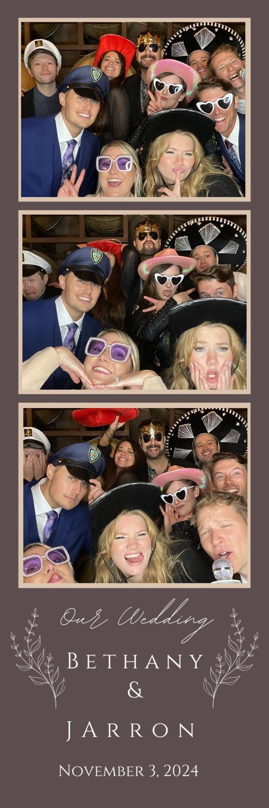 Wedding party with props, Bethany & Jarron's photobooth strip
